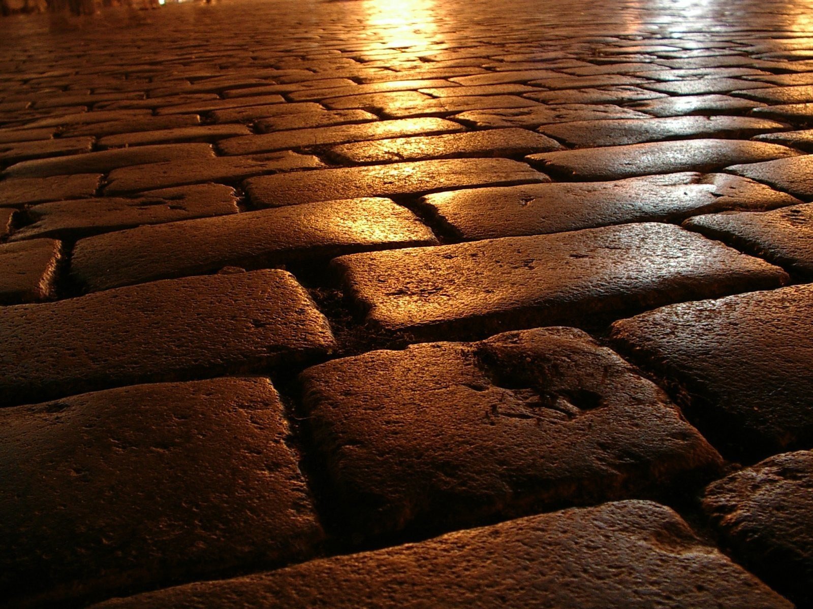 road masonry stone night