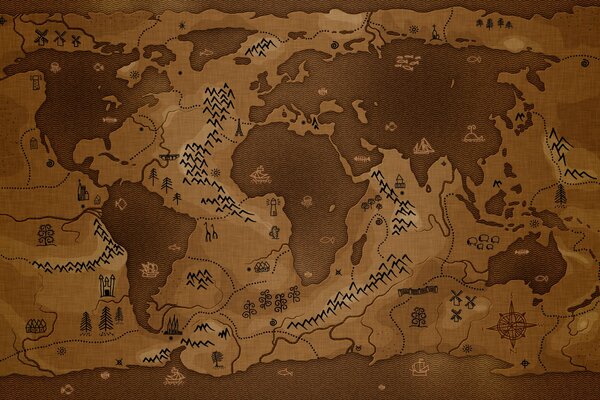 Stylized world map in inversion