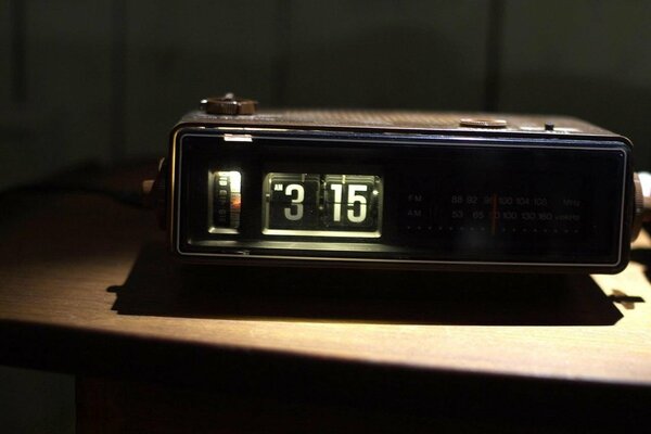 Electronic digital clock at night