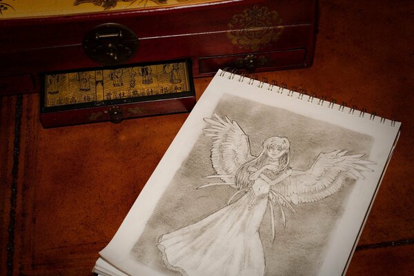 Bloc-notes avec l image d un ange et une boîte à bijoux