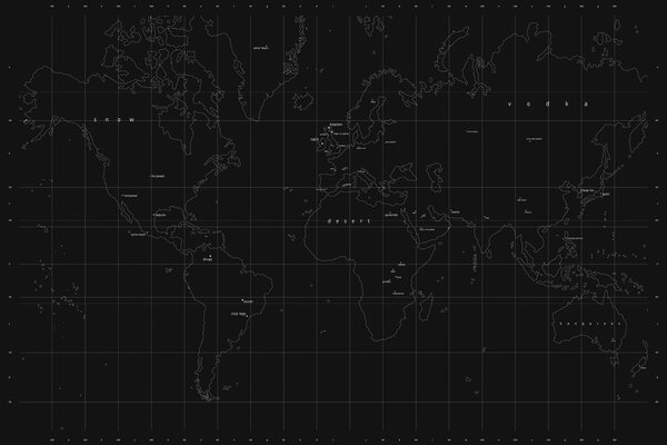 Carte du monde Monochrome foncé