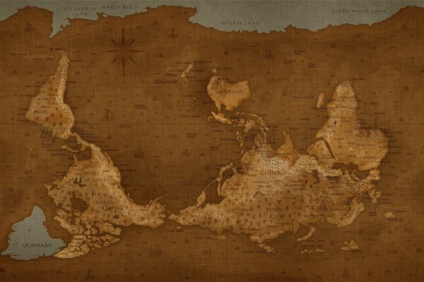 Ancienne carte du monde inversée