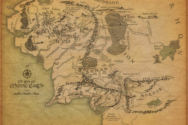 An old map from the Lord of the Rings
