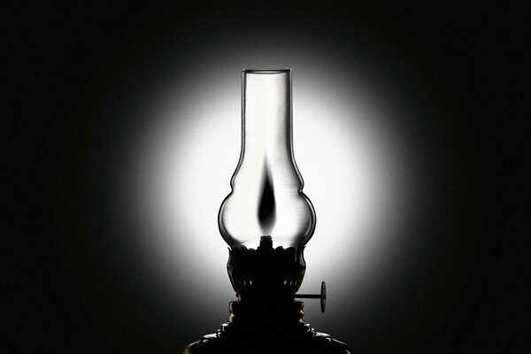 Kerosene lamp photo in black and white