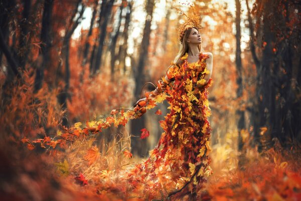 Autumn art photo with a girl. Ideas for processing
