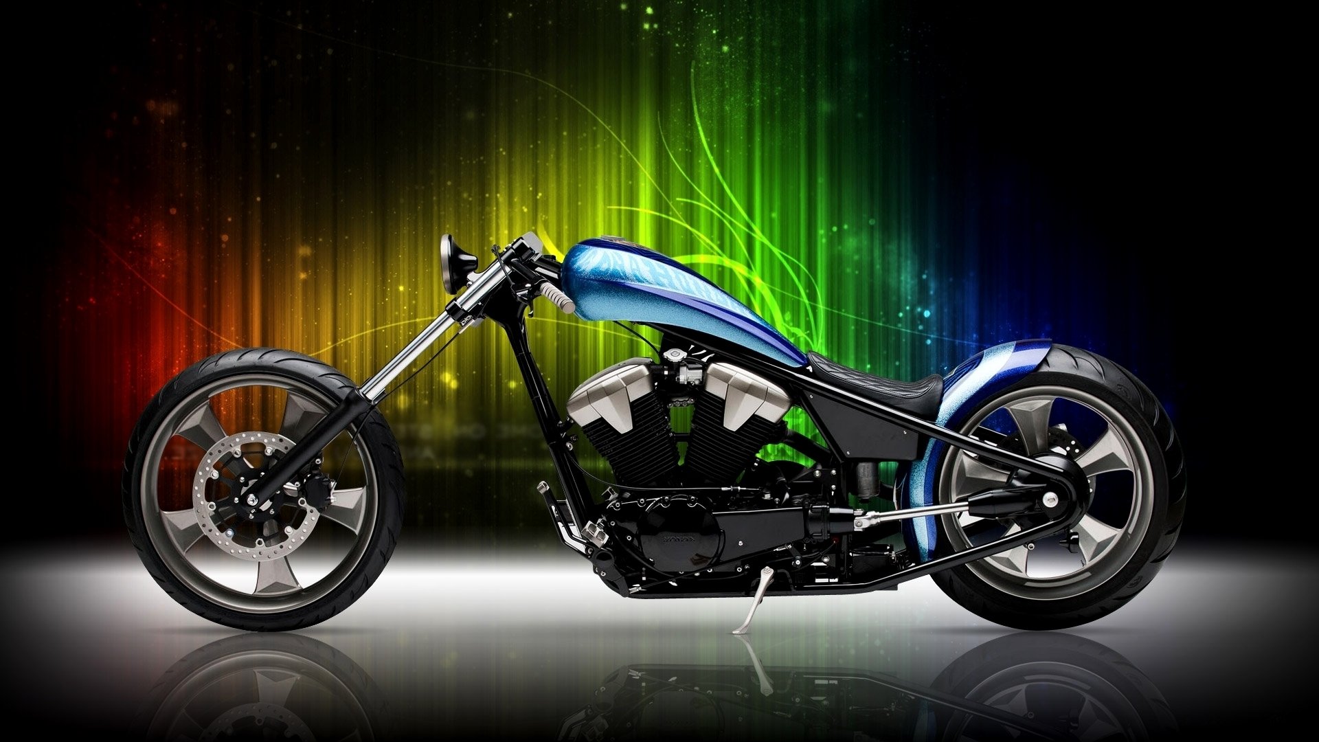 custom bike motorcycle black blue