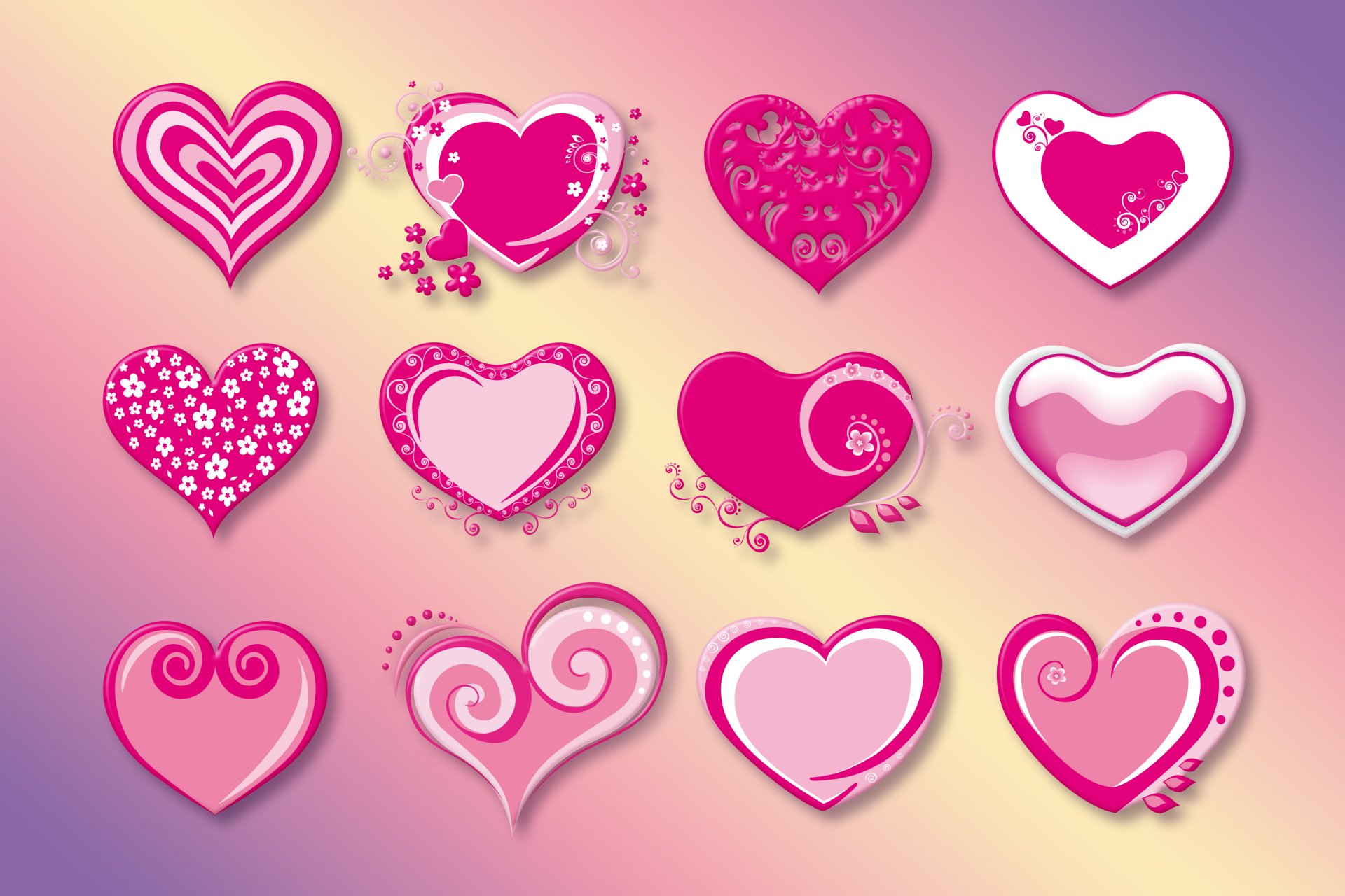 love hearts pink red vector valentine heart