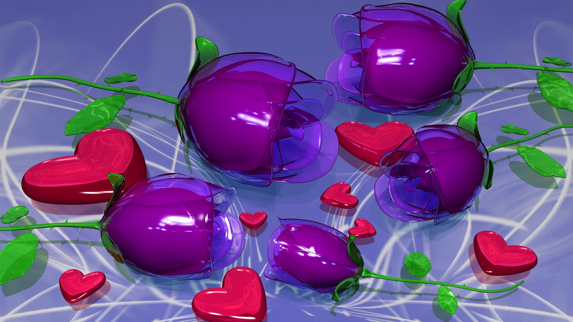 fleurs pétales le verre le plastique le coeur la fête de la saint valentin