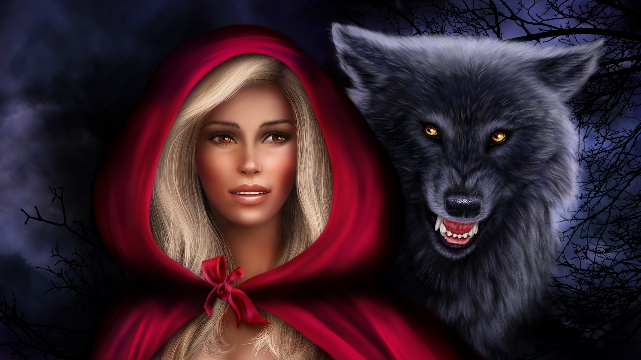 nelena photoshop petit chaperon rouge loup prédateur fille capot