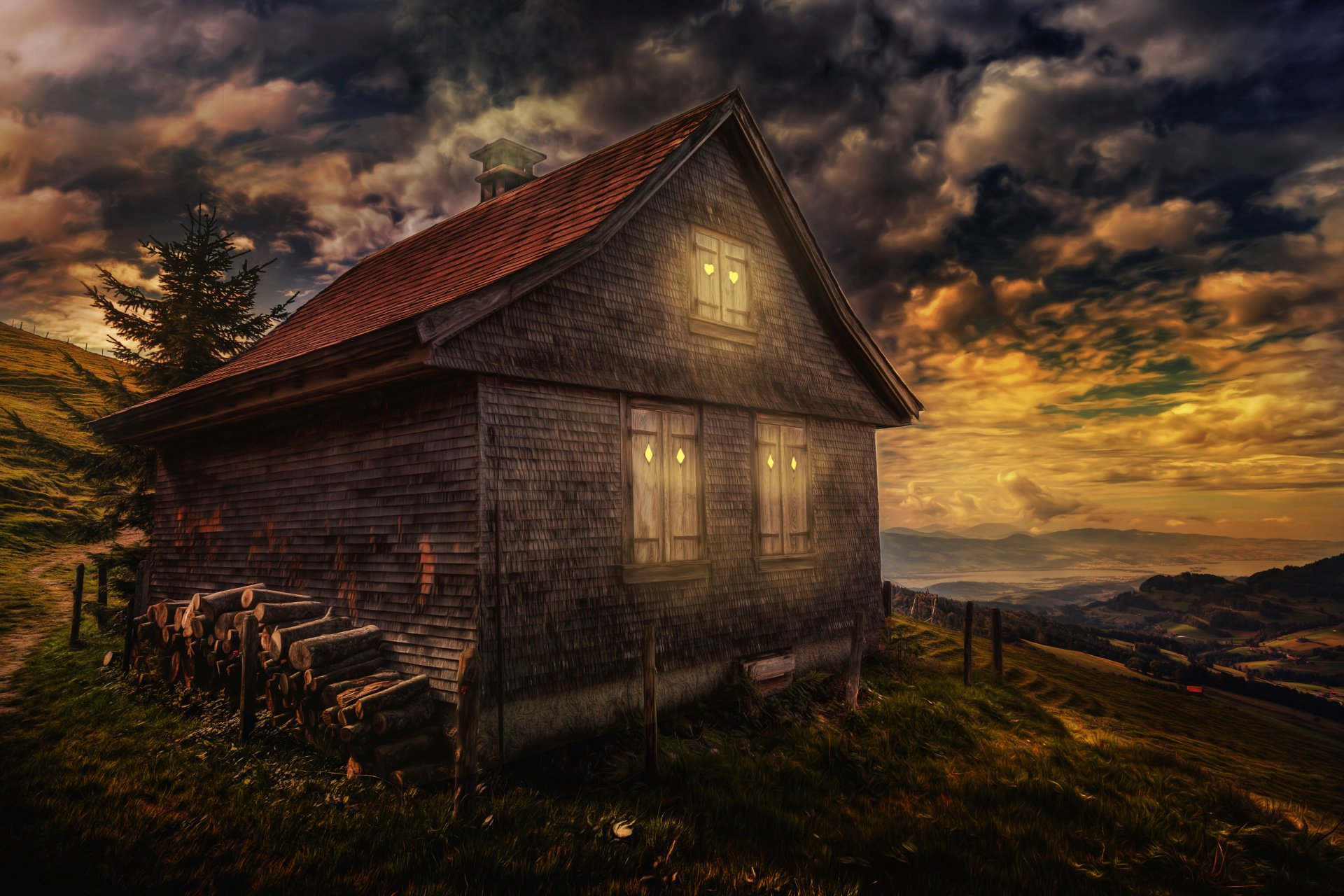 gute nacht haus himmel wolken verarbeitung