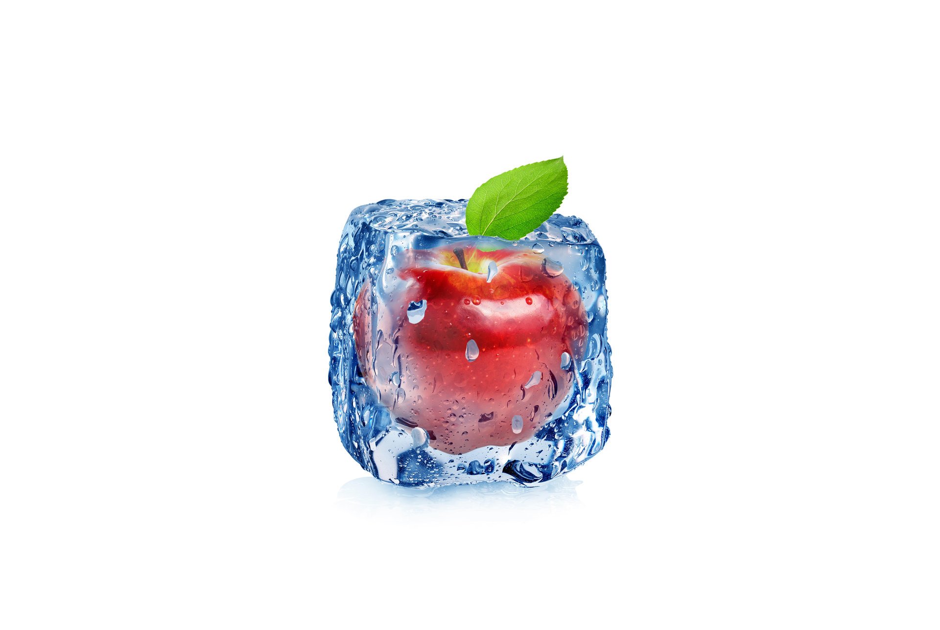 l art la pomme le gel la glace cube cube glace goutte eau eau fond blanc abstrait 3d fonds d écran