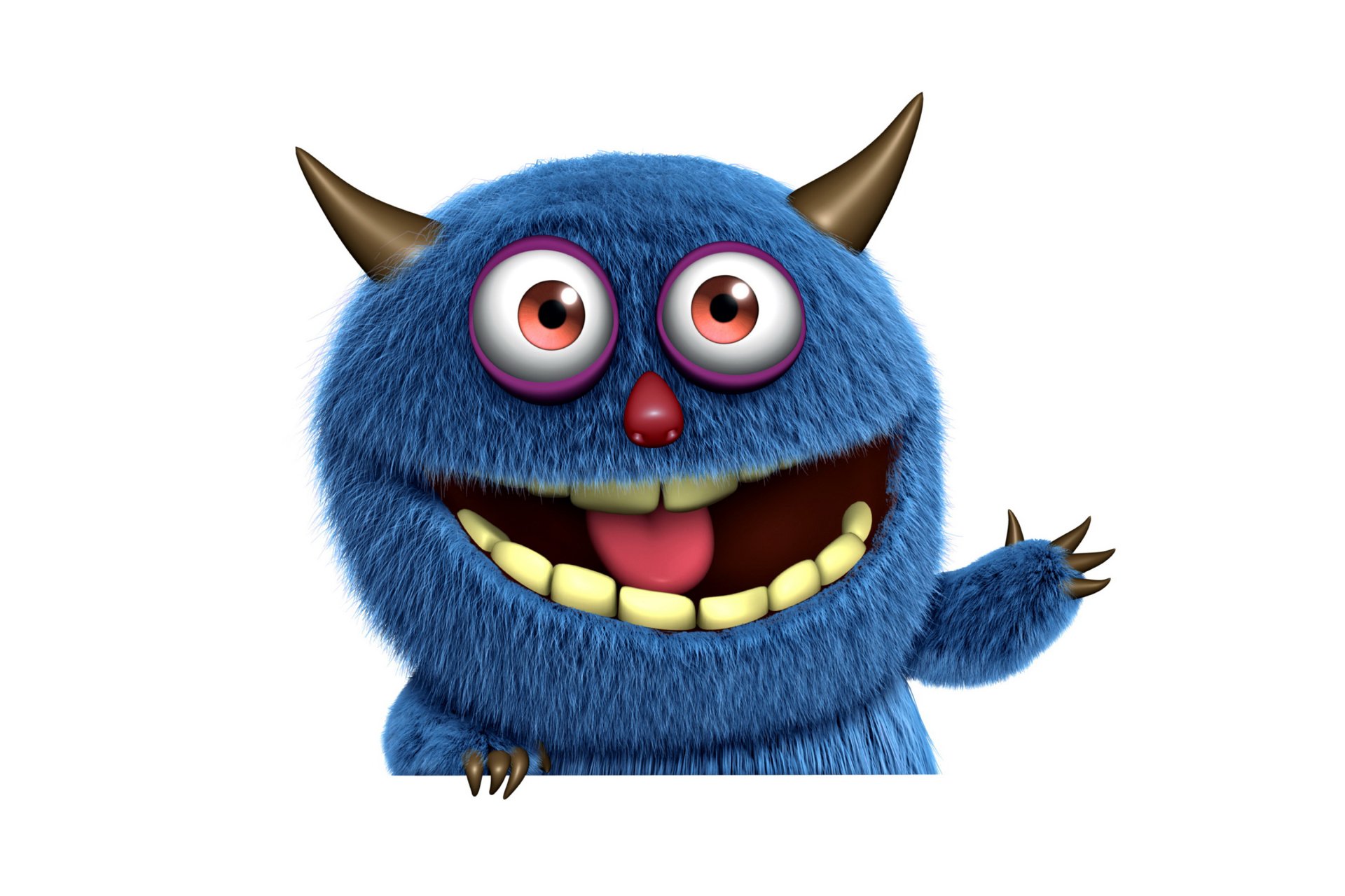 3d monster fluffy face