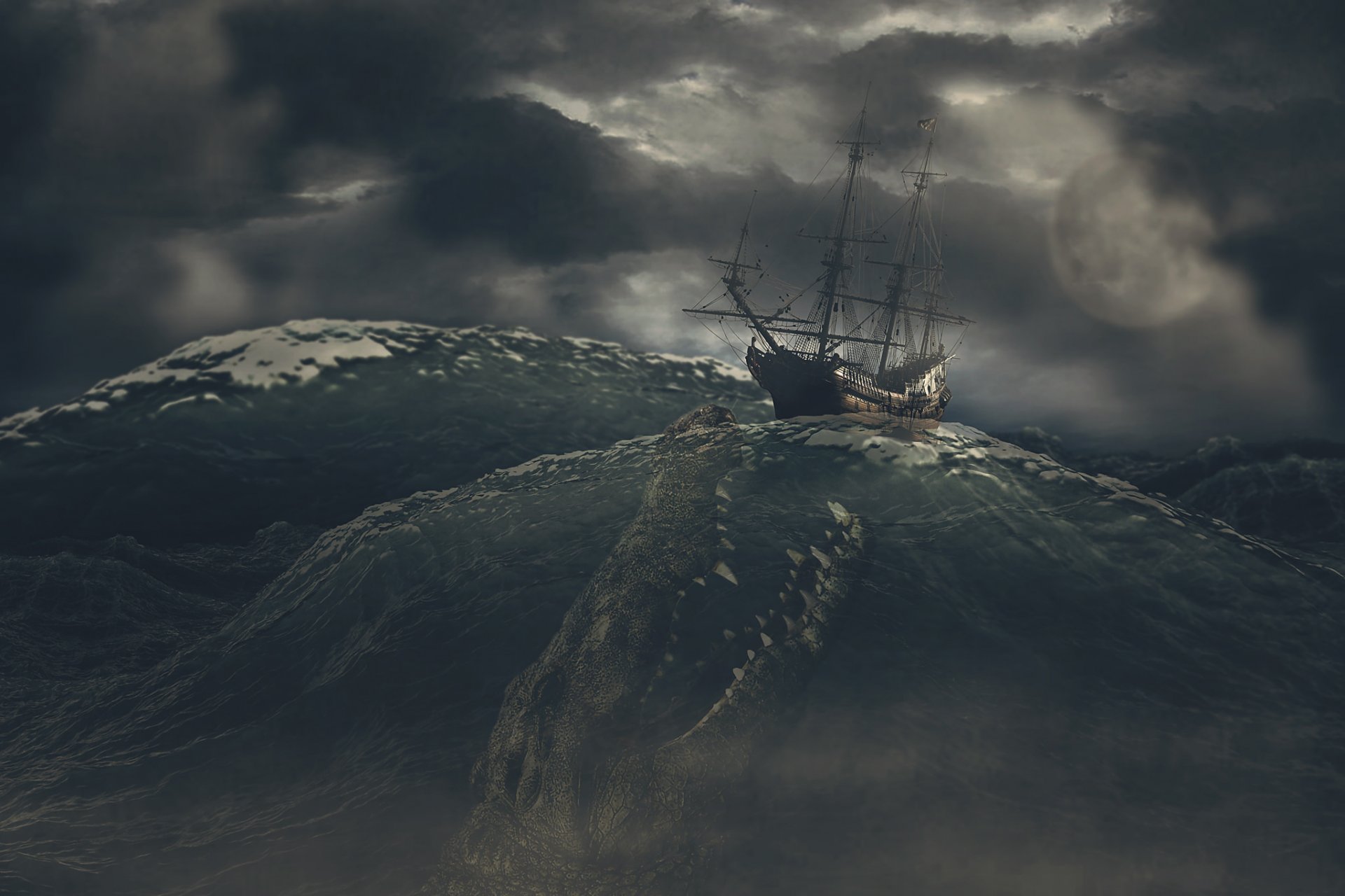 ea storm sky clouds sea monster rendering