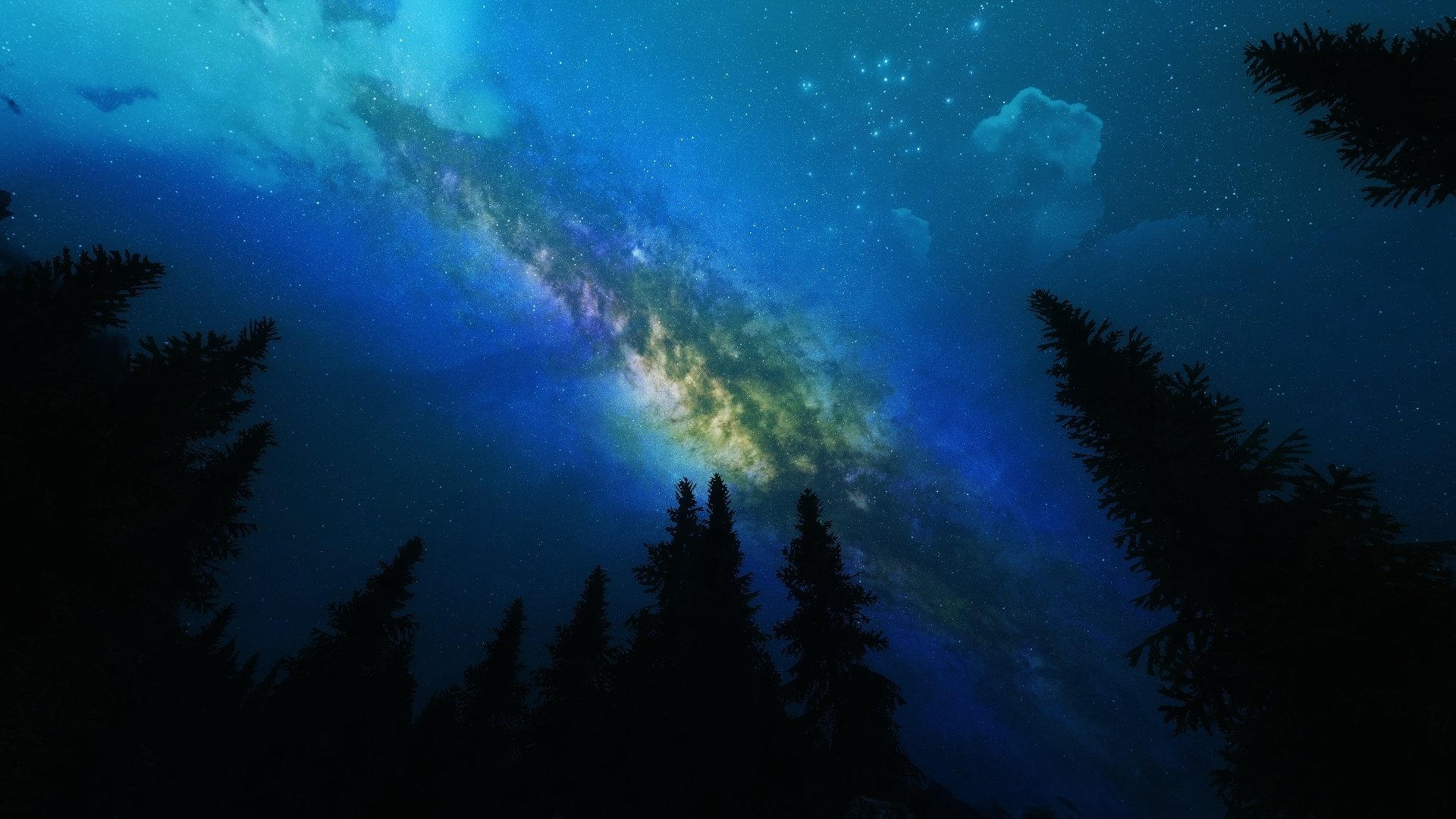 milky way night star sky rendering