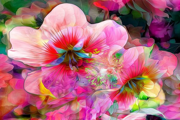 Bright blurred flowers in macro photography