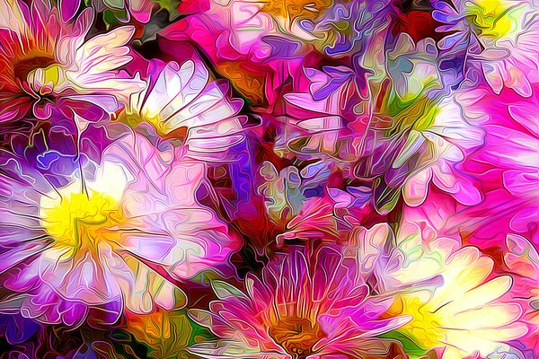 Abstractas hermosas flores brillantes