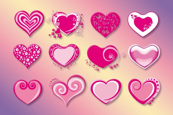 Розовые сердца. Любовь и сердечки