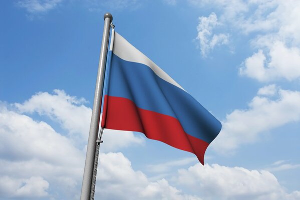 The Russian flag is flying in the wind