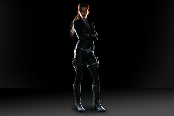 The girl in the costume of Lara Croft - Tomb raider