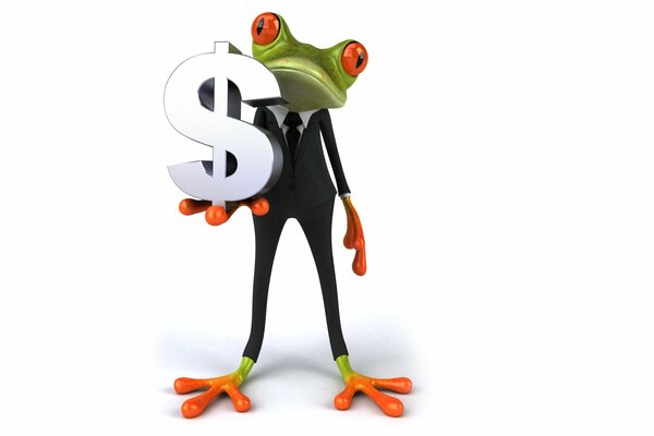 Frog in a suit with a dollar