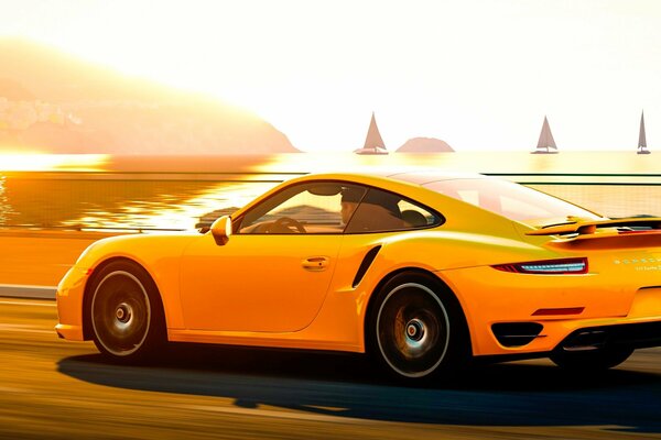 Paysage routier sur Porsche turbo s