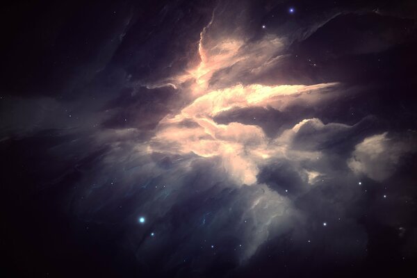 Рисунок звёзд в туманном небе