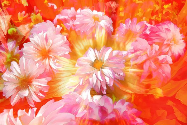 Grandes flores de pétalos en el Jardín