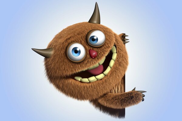 Braunes Monster aus Cartoon 3d