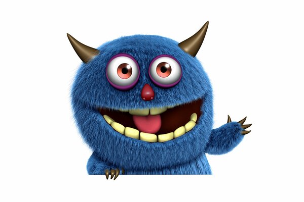 Fluffy Blue Monster 3D style