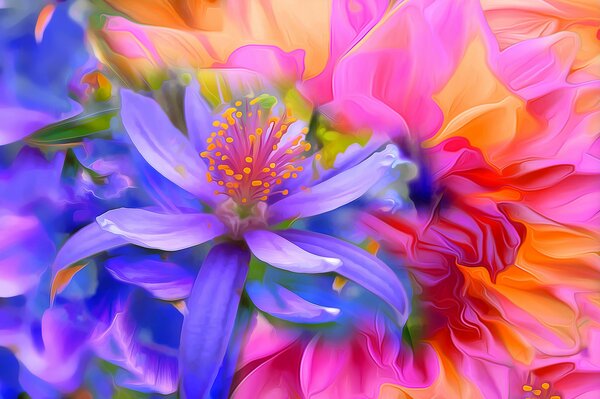 Graphiques de fleurs dans différentes couleurs