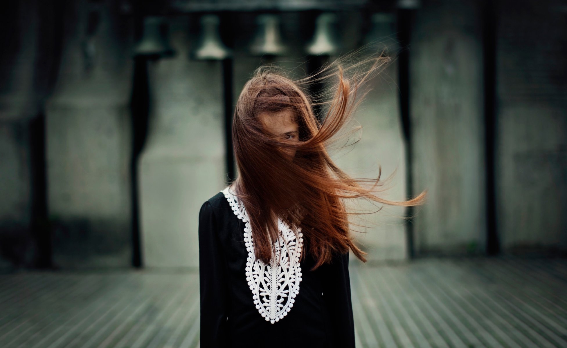 girl portrait hair wind