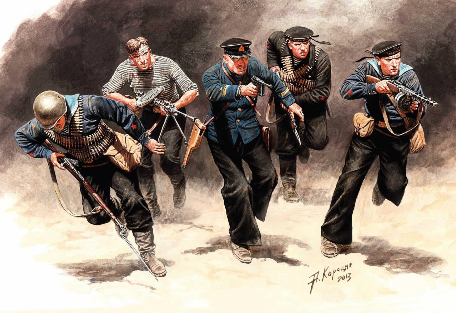 l art les soldats de marine infanterie noir бушлаты la bataille de l urss la seconde guerre mondiale de la ww2 хдожник et.каращук