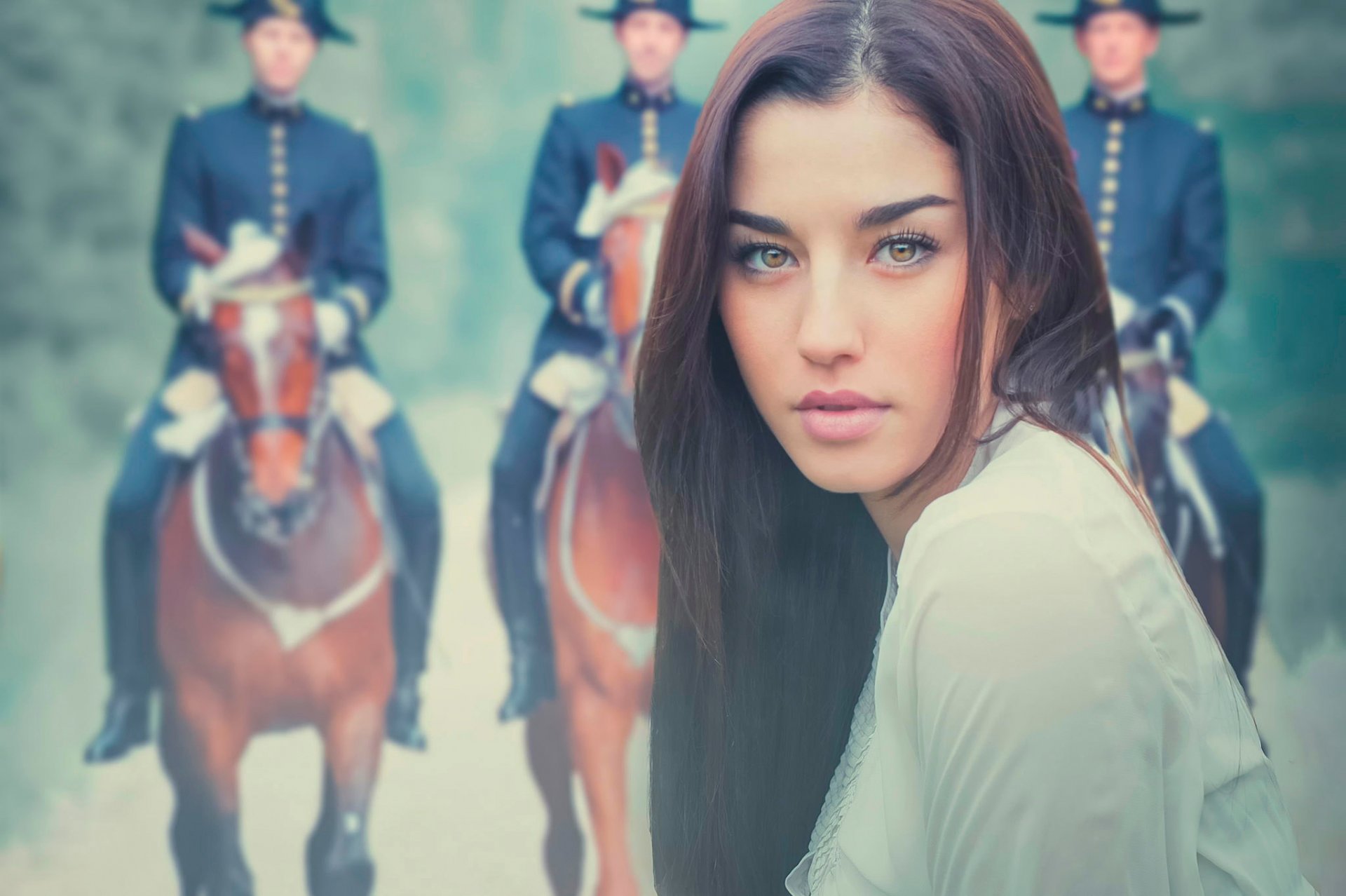 un regard un portrait fond jeune fille cavalerie