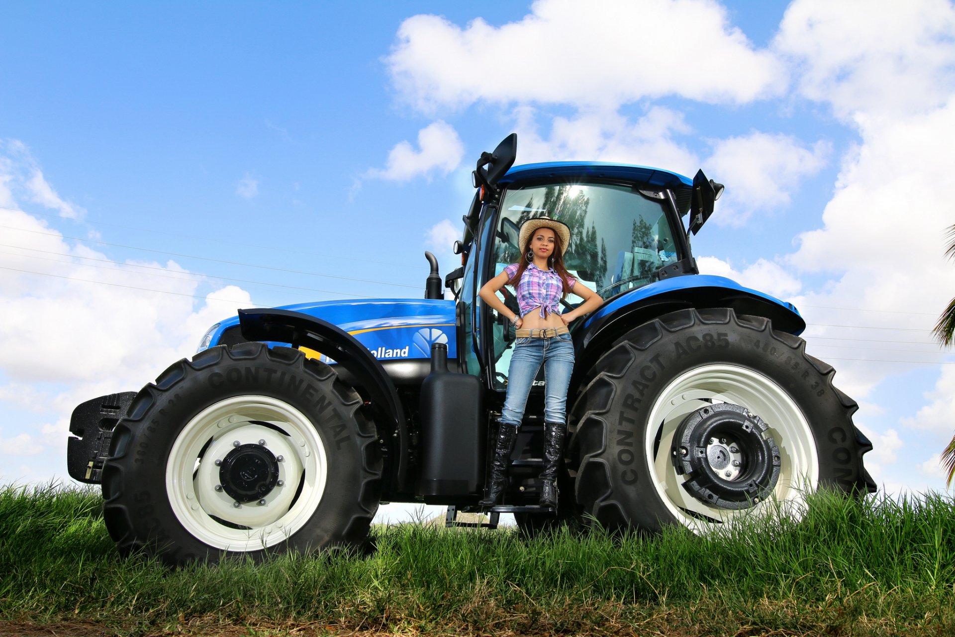 fille tracteur agriculteur jeans