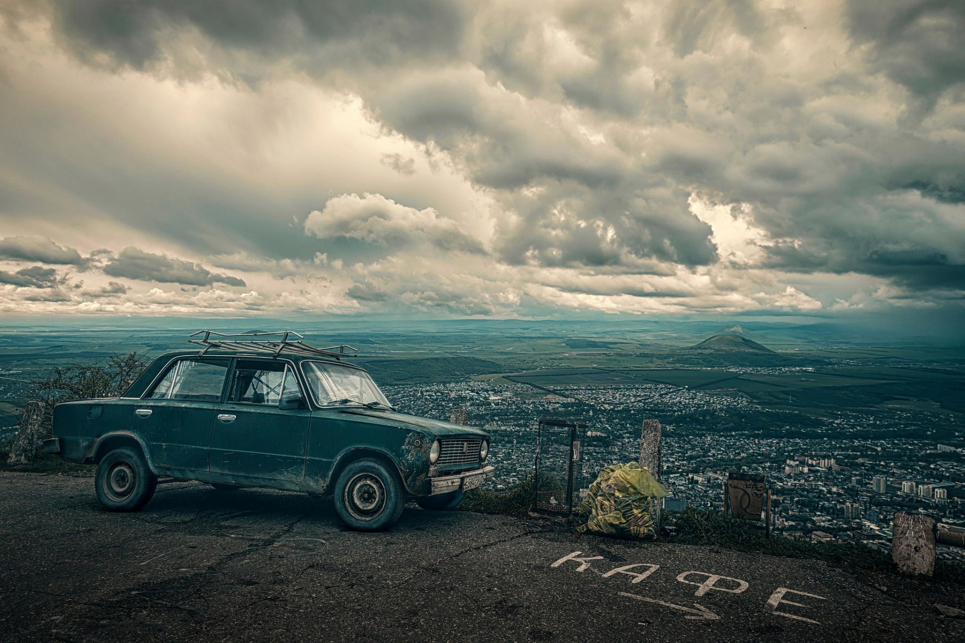 la machine lada sou index café vue paysage piatigorsk la ville de