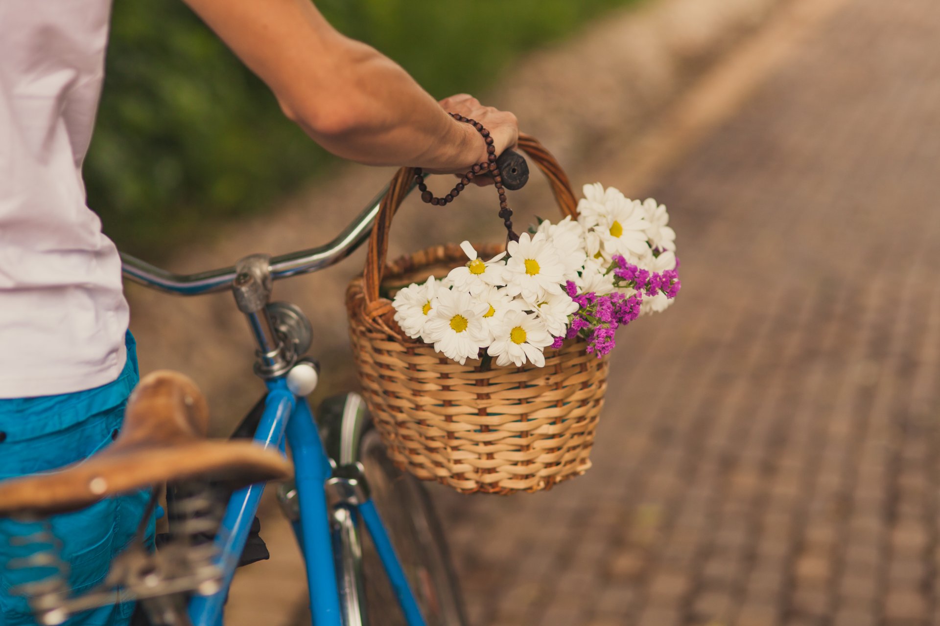 fiori romantico bicicletta cestino