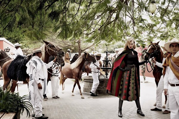 Karlie Kloss fashion in Mexico with horses