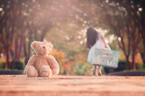 Maleta de juguete de oso de peluche de carretera