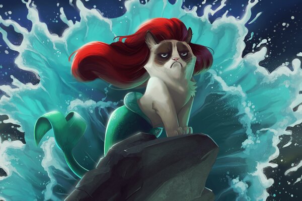The Little Mermaid Ariel as a cat