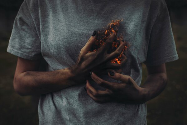 Image of a burning heart from emotions