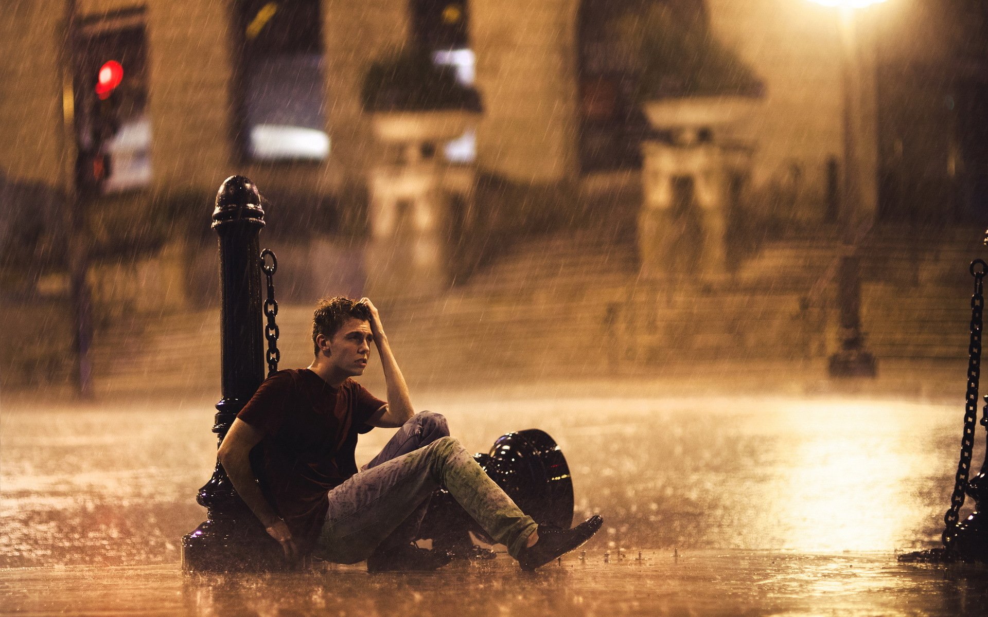 chico calle lluvia estado de ánimo