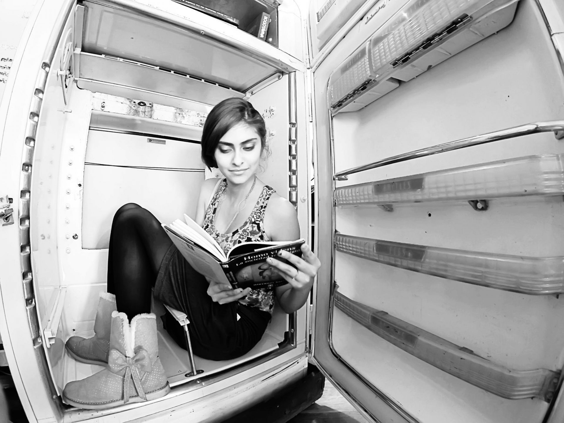 chica refrigerador libro