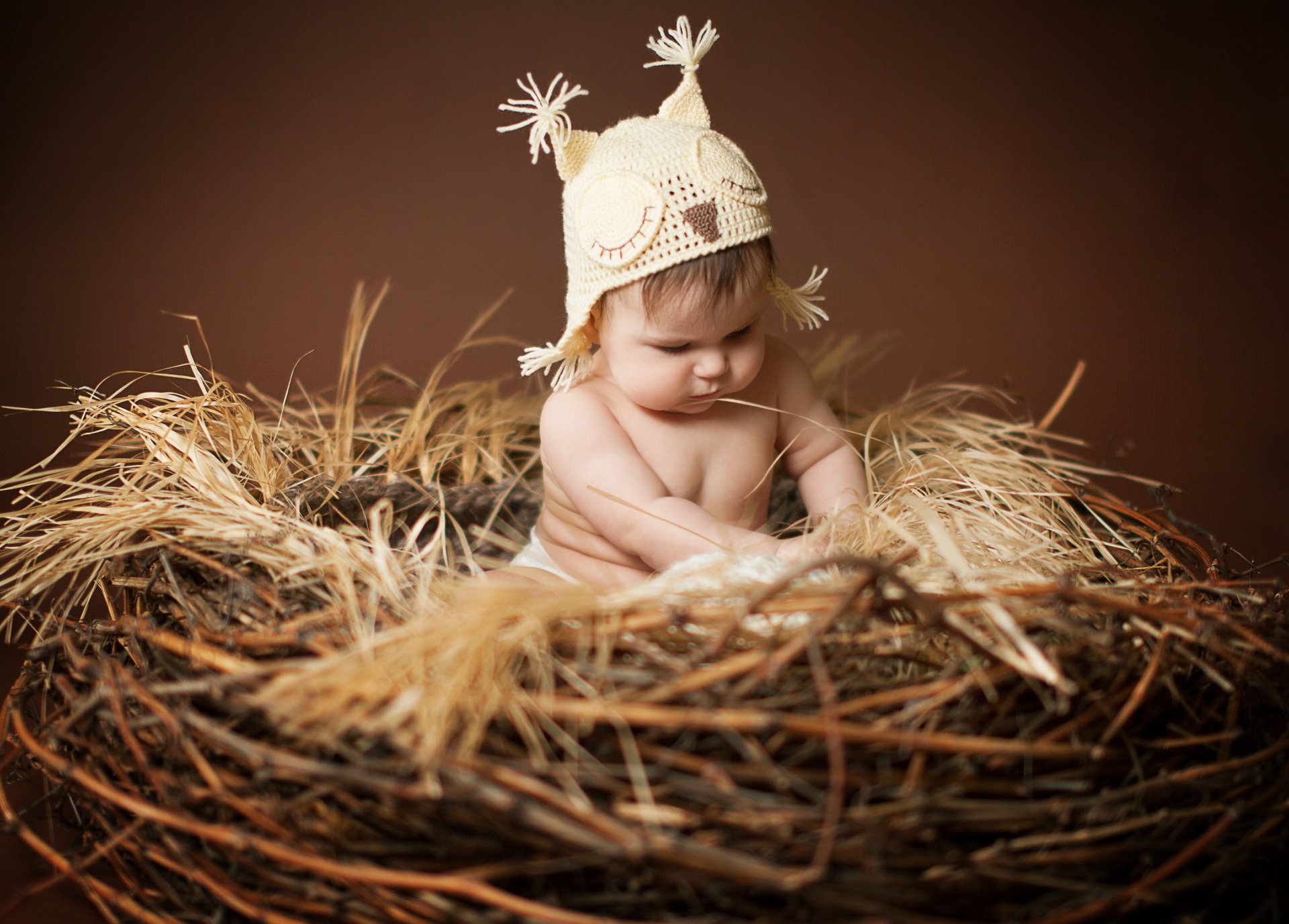 kinder baby nest anna levankova hut mütze ohren eule