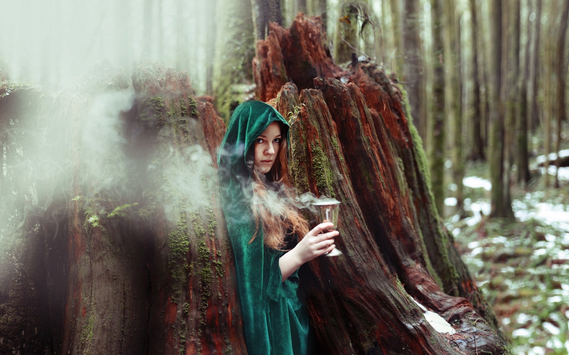 girl witch forest