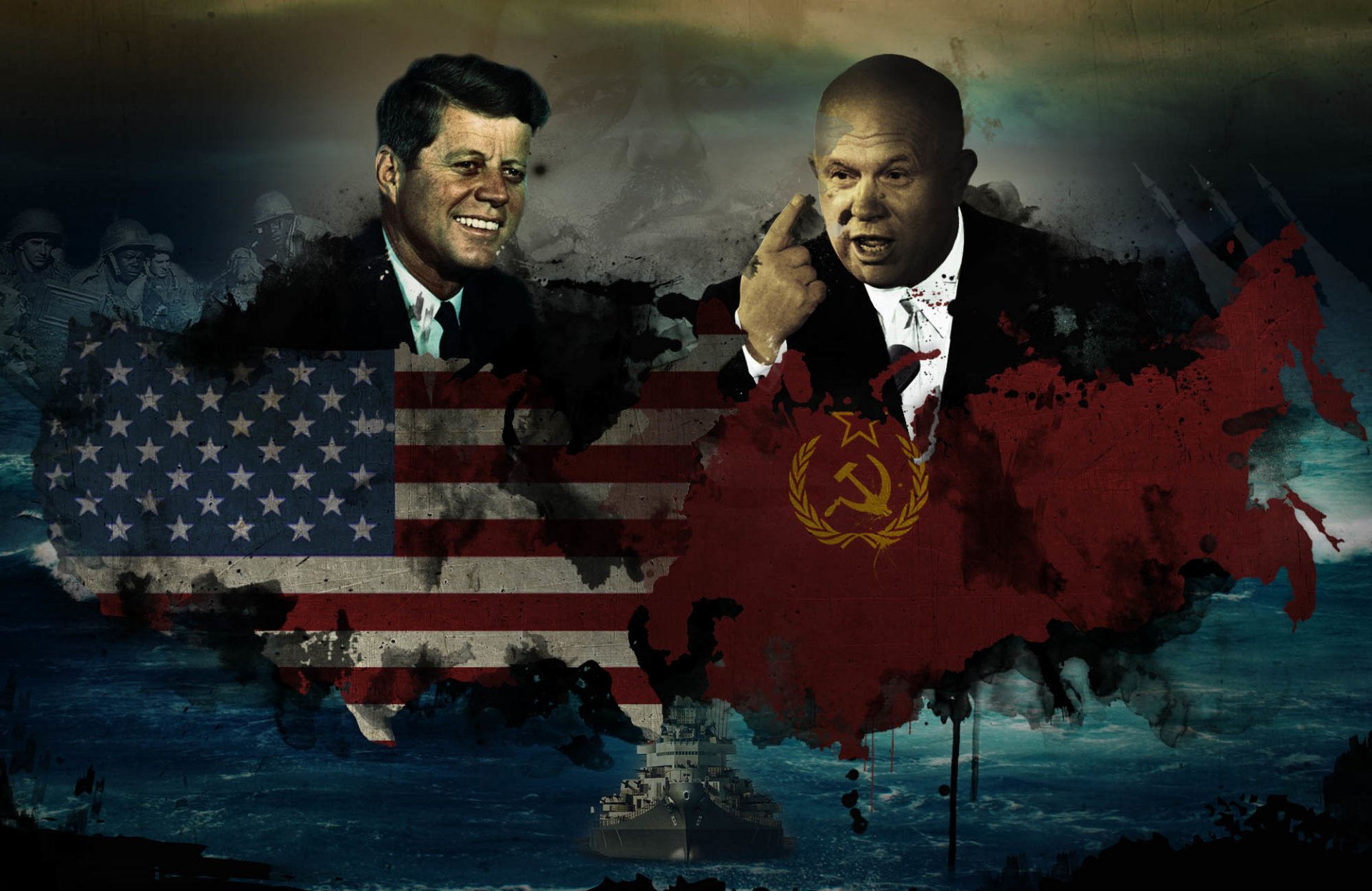 john fitzgerald kennedy president united states nikita s. khrushchev first secretary of the cpsu of the country flags conflict