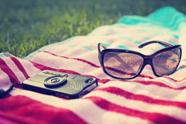 Beach set camera and glasses