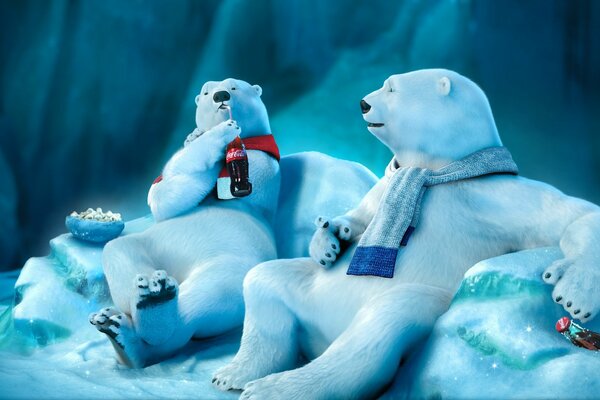 Server polar bears drink cola