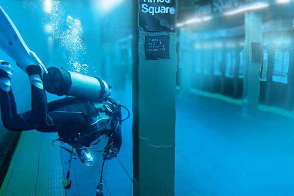 Buzo en el metro de nueva York