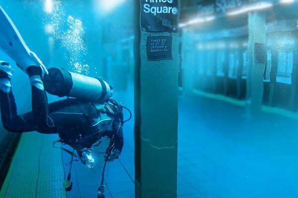 Plongeur dans le métro de New York