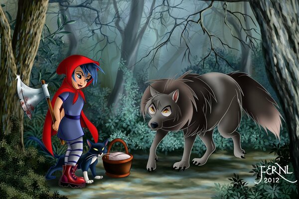 Art le petit Chaperon rouge et le loup